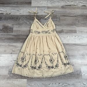 NWT Vintage Hale Bob Cotton Dress Embroidered Boho Fairy Y2K 90s Mini Summer XS